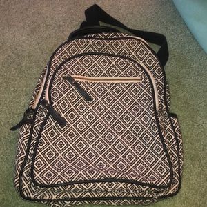 Black and white fabric backpack